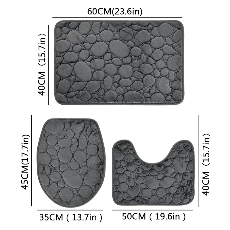 3-Piece Non-Slip Bathroom Mat Set