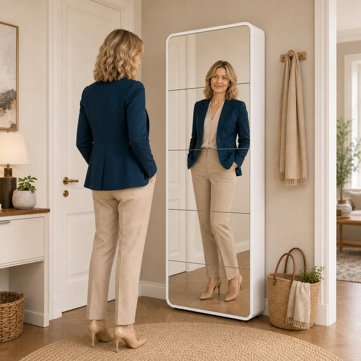 Full-Length Mirror Shoe Cabinet 5 Drawers