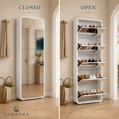 Full-Length Mirror Shoe Cabinet 5 Drawers