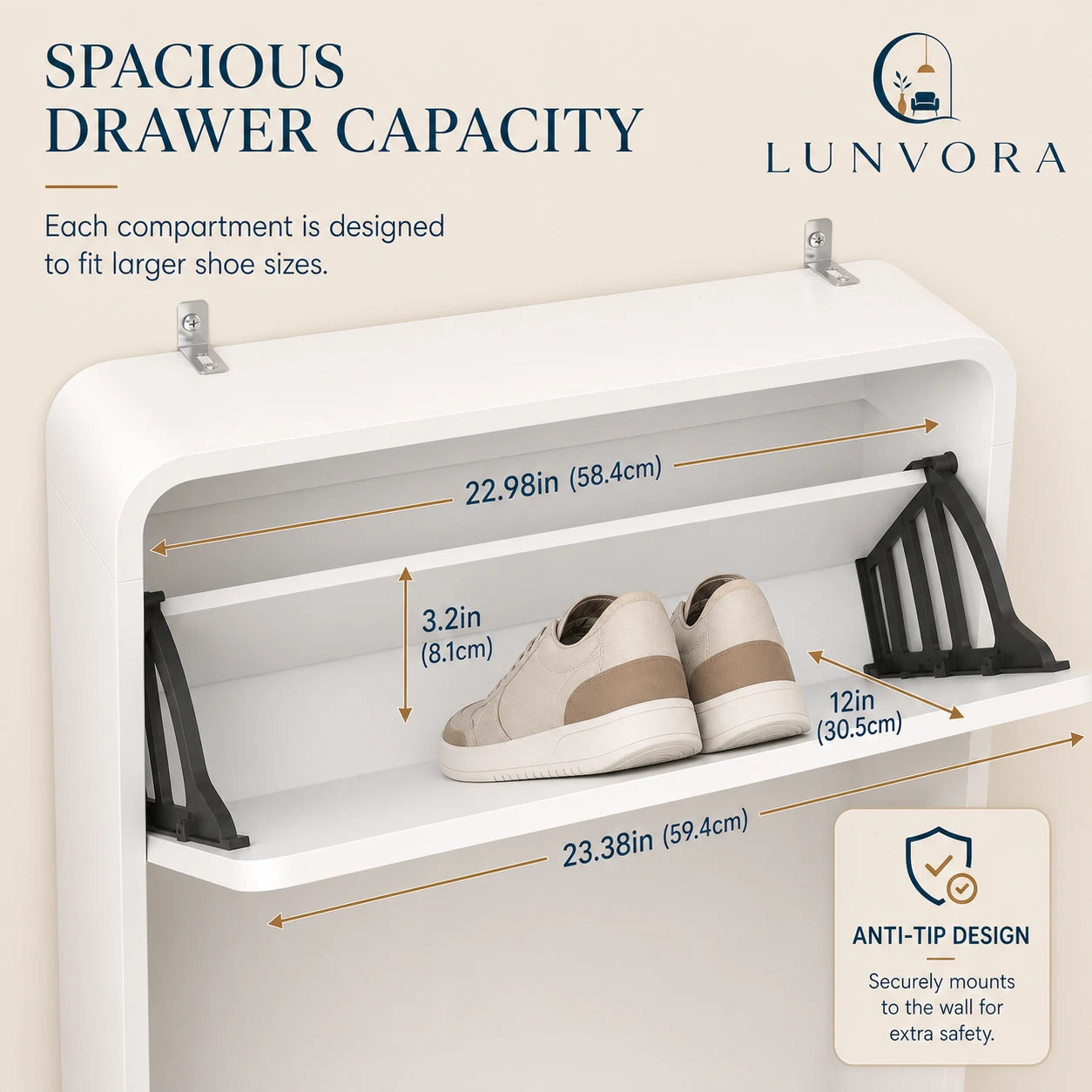 Full-Length Mirror Shoe Cabinet 5 Drawers
