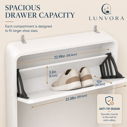 Full-Length Mirror Shoe Cabinet 5 Drawers