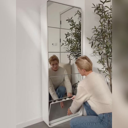 Full-Length Mirror Shoe Cabinet 5 Drawers
